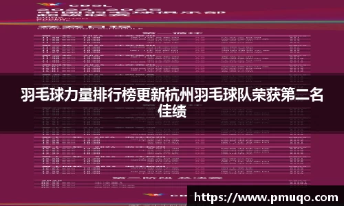 羽毛球力量排行榜更新杭州羽毛球队荣获第二名佳绩